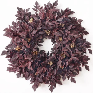 26" Artificial Cimicifuga Fall Wreath for Halloween Front Door(Dark Purple) 26" Artificial Cimicifuga Fall Wreath for Halloween Front Door(Dark Purple)
