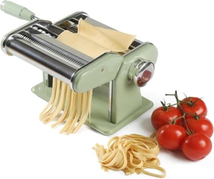 Kitchen Essential Va Bene Manual Pasta Maker Machine Noodle Maker w/Rollers & Cutters - Spaghetti, Fettuccini, Lasagna or Dumpling Skin - Stainless Steel/Juniper Green Kitchen Essential Va Bene Manual Pasta Maker Machine Noodle Maker w/Rollers & Cutters - Spaghetti, Fettuccini, Lasagna or Dumpling Skin - Stainless Steel/Juniper Green