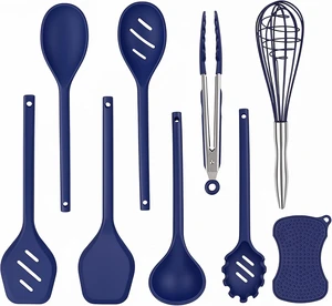 Kitchen Utensils Set,9 PCS Silicone Cooking Utensils Set Spatula Set,Tongs,Spoon,Whisk,Brush,Dishwasher Safe Kitchen Gadgets for Non-Stick Cookware,Home EssentialKitchen Appliances(Navy Blue) Kitchen Utensils Set,9 PCS Silicone Cooking Utensils Set Spatula Set,Tongs,Spoon,Whisk,Brush,Dishwasher Safe Kitchen Gadgets for Non-Stick Cookware,Home EssentialKitchen Appliances(Navy Blue)