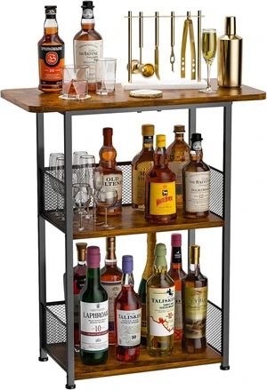 Floor Standing Freestanding Whiskey Rack: 3 Tier Wine Rack ,Mini Bar Cart Floor Standing Freestanding Whiskey Rack: 3 Tier Wine Rack ,Mini Bar Cart