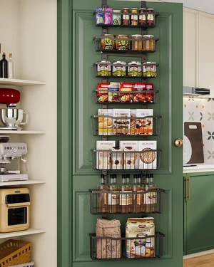 Over The Door Organizer8-Tier Over The Door Pantry Organizer with Adjustable BasketsMetal Hanging Pantry Organizers and Storage for Kitchen, Back of Door Seasoning Rack (Black) Over The Door Organizer8-Tier Over The Door Pantry Organizer with Adjustable BasketsMetal Hanging Pantry Organizers and Storage for Kitchen, Back of Door Seasoning Rack (Black)
