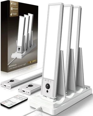 5-Pack Under Cabinet Lighting with Charging Station, 2400mAh Motion Sensor Light, LED Coutner Lights Wireless, 6500K Dimmable, Timer, Magnetic, with Remote Control for Kitchen, Closet, Stair 5-Pack Under Cabinet Lighting with Charging Station, 2400mAh Motion Sensor Light, LED Coutner Lights Wireless, 6500K Dimmable, Timer, Magnetic, with Remote Control for Kitchen, Closet, Stair