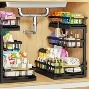 Under Sink Organizer and Storage for Bathroom and Kitchen - 2 Pack 3 Tier Under Sink Organizer and Storage for Bathroom and Kitchen - 2 Pack 3 Tier