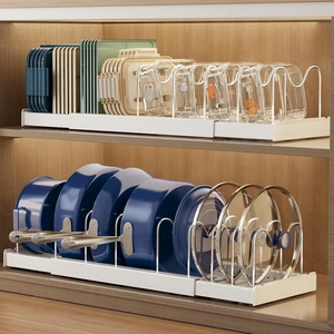 2 Pack Expandable Food Storage Container Lid Organizers, 22" Pots and Pans Organizer Under Cabinet with 9 Adjustable Dividers Pot and Pan Lid Holders Rack Inside Cabinet(White) 2 Pack Expandable Food Storage Container Lid Organizers, 22" Pots and Pans Organizer Under Cabinet with 9 Adjustable Dividers Pot and Pan Lid Holders Rack Inside Cabinet(White)