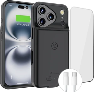 Battery Case for iPhone 17 Pro Max, Portable Strong Slim Protective Extended Charger Cover, 15W Fast Charging, High Capacity with Wireless Charging Case. Black Battery Case for iPhone 17 Pro Max, Portable Strong Slim Protective Extended Charger Cover, 15W Fast Charging, High Capacity with Wireless Charging Case. Black