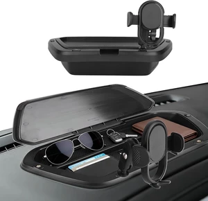 Dual-Layer Dashboard Storage Tray with Phone Holder for 2019-2025 Chevy Silverado 1500/2500HD/3500HD (Small 7"-8" Screen Only), Snap-In Dash Organizer with 4 Screw Ports & Non-Slip Mat, OEM Fit ABS Dual-Layer Dashboard Storage Tray with Phone Holder for 2019-2025 Chevy Silverado 1500/2500HD/3500HD (Small 7"-8" Screen Only), Snap-In Dash Organizer with 4 Screw Ports & Non-Slip Mat, OEM Fit ABS