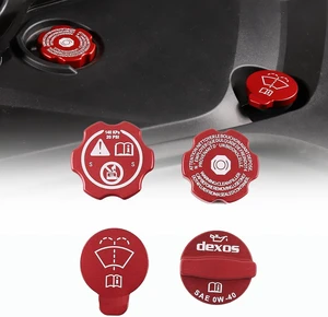 Aluminium Alloy Engine Oil Cap Radiator Cap Washer Cap Brake Fluid Cap Cover Trim Compatible with Chevrolet Corvette C8 2020-2023 2024 2025, Engine Cap Cover Set C8 Accessories 4PCS (Aluminum - Red) Aluminium Alloy Engine Oil Cap Radiator Cap Washer Cap Brake Fluid Cap Cover Trim Compatible with Chevrolet Corvette C8 2020-2023 2024 2025, Engine Cap Cover Set C8 Accessories 4PCS (Aluminum - Red)