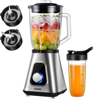Smoothie Blender for Kitchen, 1200W Glass Blender with To-Go Cup Combo Smoothie Blender for Kitchen, 1200W Glass Blender with To-Go Cup Combo