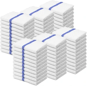 Bar Mops Blue Stripe Pack of 60 Kitchen Towels 16x19 Multi-Purpose for Home, Restaurant and Cleaning White Absorbent Washcloth Dishcloths Sets, Reusable Dish, Cloths Rags Bar Mops Blue Stripe Pack of 60 Kitchen Towels 16x19 Multi-Purpose for Home, Restaurant and Cleaning White Absorbent Washcloth Dishcloths Sets, Reusable Dish, Cloths Rags