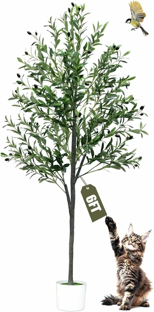 6FT Tall Artificial Olive Tree Faux Fake Silk Potted Plant with Fruits 6FT Tall Artificial Olive Tree Faux Fake Silk Potted Plant with Fruits