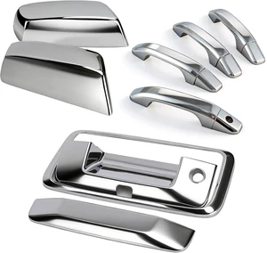 Chrome Door Handle Covers+Top Half Mirror Covers+Tailgate Cover (with Camera Hole) Compatible with Chevrolet Silverado GMC Sierra 1500 2500 3500 2014-2018 - Not for Towing Mirror Chrome Door Handle Covers+Top Half Mirror Covers+Tailgate Cover (with Camera Hole) Compatible with Chevrolet Silverado GMC Sierra 1500 2500 3500 2014-2018 - Not for Towing Mirror