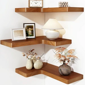 Corner Floating Shelves for Wall Mounted Natural Solid Wood 16"x11.4" Farmhouse Home Decor Display Shelving Set of 3 (Rustic Brown) Corner Floating Shelves for Wall Mounted Natural Solid Wood 16"x11.4" Farmhouse Home Decor Display Shelving Set of 3 (Rustic Brown)