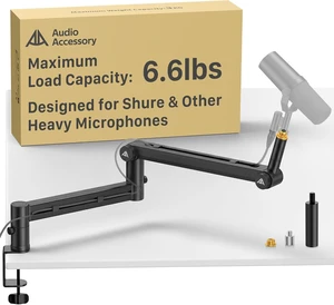 Mic Arm Desk Mount (Design for Heavy Mic) 6.6lbs Load Capacity, Stable Gear Lock Never Sags, Metal Low Profile Microphone Boom Stand for Shure SM7B SM7dB MV7, Blue Yeti, Rode PodMic Mic Arm Desk Mount (Design for Heavy Mic) 6.6lbs Load Capacity, Stable Gear Lock Never Sags, Metal Low Profile Microphone Boom Stand for Shure SM7B SM7dB MV7, Blue Yeti, Rode PodMic