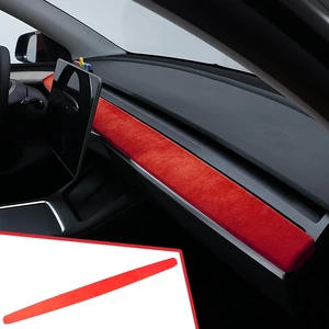 Red Suede Center Console Panel Dashboard Protective Cover Styling Moulding Interior Trim for Tesla Model Y 2020-2024 Model 3 2017-2023 Decor Sticker Accessories Red Suede Center Console Panel Dashboard Protective Cover Styling Moulding Interior Trim for Tesla Model Y 2020-2024 Model 3 2017-2023 Decor Sticker Accessories