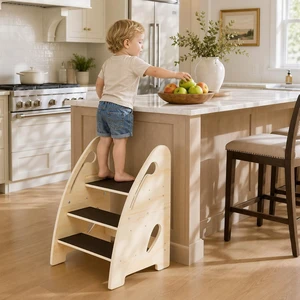 Kitchen Step Stool for Toddler, Wooden 3-Step Stool for Kids, Kitchen Step Stool for Toddler, Wooden 3-Step Stool for Kids,