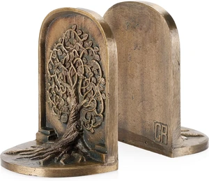 Tree of Life Bookends, Antique Brass, 2 Decorative Bookends for Shelves or Bookcase, Cast Iron, Non-Skid Heavy Bookends, Home Décor Gift Tree of Life Bookends, Antique Brass, 2 Decorative Bookends for Shelves or Bookcase, Cast Iron, Non-Skid Heavy Bookends, Home Décor Gift