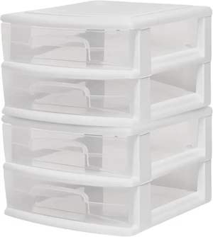 2 Drawer Storage Cart, Wide Plastic Container, White Frame, 2 Pack 2 Drawer Storage Cart, Wide Plastic Container, White Frame, 2 Pack