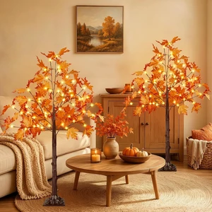 2 Pack 4FT 100 LED Lighted Maple Tree, Artificial Fall Tree Outdoor/Indoor 2 Pack 4FT 100 LED Lighted Maple Tree, Artificial Fall Tree Outdoor/Indoor