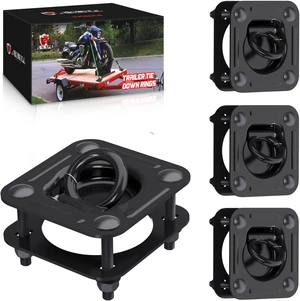 Recessed 1/2" D-Ring Tie Down Anchors 4 Pack for Trailers, Black Recessed 1/2" D-Ring Tie Down Anchors 4 Pack for Trailers, Black