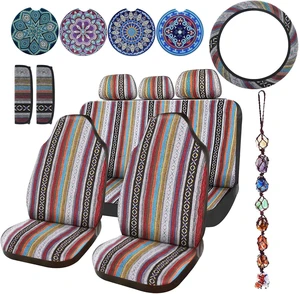 14 Pcs Baja Saddle Blanket Car Seat Covers Full Set, Stripe Style 14 Pcs Baja Saddle Blanket Car Seat Covers Full Set, Stripe Style