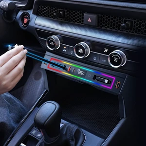 for Honda CRV Car Charger USB Hub with RGB Light, 4-Port Retractable Cable Docking Station for Honda CR-V Accessories 2026 2025 2024 2023, Center Console Phone Fast Charger Hub Voltage Display for Honda CRV Car Charger USB Hub with RGB Light, 4-Port Retractable Cable Docking Station for Honda CR-V Accessories 2026 2025 2024 2023, Center Console Phone Fast Charger Hub Voltage Display