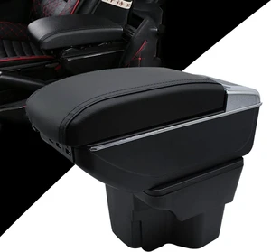 Armrest Box for Kia Rio 2012-2016 Double Layer Front Center Console Black Leather with Charging 7 USB Ports Armrest Box for Kia Rio 2012-2016 Double Layer Front Center Console Black Leather with Charging 7 USB Ports