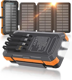 Solar Charger Power Bank 49800mAh with 4 Built-in Cables & 4 Foldable Panels, 22.5W Fast Portable Phone Charger, External Battery Pack with USB-C in/Output & Flashlight for Outdoor Camping Solar Charger Power Bank 49800mAh with 4 Built-in Cables & 4 Foldable Panels, 22.5W Fast Portable Phone Charger, External Battery Pack with USB-C in/Output & Flashlight for Outdoor Camping