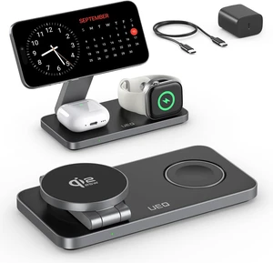 3-in-1 Charging Station for Devices,QI2.2 25W Ultra-Fast Magnetic Wireless Charger Stand,Compatible with MagSafe,Foldable Travel Charger for iPhone Air/17/16/15/14/13/12, Watch,AirPods 3-in-1 Charging Station for Devices,QI2.2 25W Ultra-Fast Magnetic Wireless Charger Stand,Compatible with MagSafe,Foldable Travel Charger for iPhone Air/17/16/15/14/13/12, Watch,AirPods