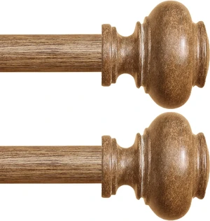 Wood Curtain Rods for Windows 32 to 45 Inch 2 Pack, 1 Inch Heavy Duty Boho Curtain Rods Adjustable Drapery Rod Decorative Window Rod for Farmhouse Kitchen Bedroom Living Room Wood Curtain Rods for Windows 32 to 45 Inch 2 Pack, 1 Inch Heavy Duty Boho Curtain Rods Adjustable Drapery Rod Decorative Window Rod for Farmhouse Kitchen Bedroom Living Room