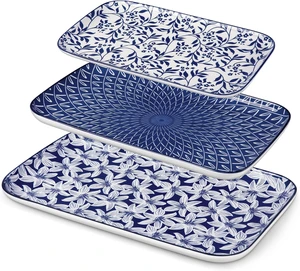 SELENE Porcelain Serving Platters Set of 3, 16/14/12 Inch SELENE Porcelain Serving Platters Set of 3, 16/14/12 Inch