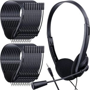 30 Pack Classroom Headphones with Mic, Black, Plastic Stem 30 Pack Classroom Headphones with Mic, Black, Plastic Stem