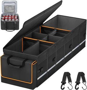 Car Trunk Organizer and Storage with Lid & Removable Leakproof Cooler Bag, Car Accessories 6 Removable Dividers for Custom Space, Collapsible Large Trunk Organizers Interior for SUV Sendan with Cover Car Trunk Organizer and Storage with Lid & Removable Leakproof Cooler Bag, Car Accessories 6 Removable Dividers for Custom Space, Collapsible Large Trunk Organizers Interior for SUV Sendan with Cover