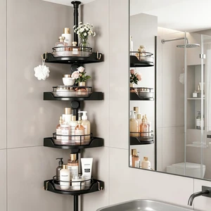 360° Rotating Tension Pole Caddy 4-Tier Corner Shower Organizer, Height Adjustable 33"124", Space-Saving for Bathroom, Kitchen Counter, Cabinet Gaps & Bathtub (black) 360° Rotating Tension Pole Caddy 4-Tier Corner Shower Organizer, Height Adjustable 33"124", Space-Saving for Bathroom, Kitchen Counter, Cabinet Gaps & Bathtub (black)