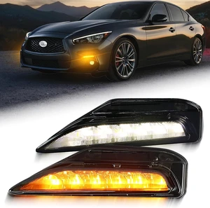 Smoked Housing LED Front Bumper Fog Lamp Daytime Running Light Turn Signal Feature Compatible with Infiniti Q50 2014-2023 White/Amber Light Accessories Smoked Housing LED Front Bumper Fog Lamp Daytime Running Light Turn Signal Feature Compatible with Infiniti Q50 2014-2023 White/Amber Light Accessories