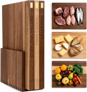 Book Cutting Board Set with Wooden Stand for Home Cooks Book Cutting Board Set with Wooden Stand for Home Cooks