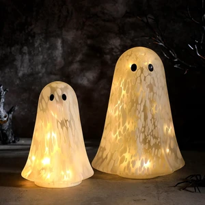 2 Pcs Halloween Confetti Glass Ghost Table Light up Decor 2 Pcs Halloween Confetti Glass Ghost Table Light up Decor