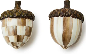 Resin Acorn Figurines Set, Brown-and-White Mocha Check Resin Acorn Figurines Set, Brown-and-White Mocha Check