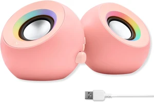 Pink Computer Speakers for Desktop PC with RGB Lighting, Bluetooth, USB, and AUX - Triple Mode Connection, Dual 2.25" Drivers for Work and Play, Bluetooth Desktop Speakers for PC - Pink Pink Computer Speakers for Desktop PC with RGB Lighting, Bluetooth, USB, and AUX - Triple Mode Connection, Dual 2.25" Drivers for Work and Play, Bluetooth Desktop Speakers for PC - Pink