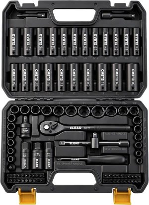 96-Piece 3/8" Drive Impact Socket Set, SAE(5/16 to 3/4-Inch) & Metric(8-22mm), Standard & Deep Sockets, Ratchet Handle, Bit Set, Universal Joint, Extension Bar, Adapters, Spark Plug Sockets 96-Piece 3/8" Drive Impact Socket Set, SAE(5/16 to 3/4-Inch) & Metric(8-22mm), Standard & Deep Sockets, Ratchet Handle, Bit Set, Universal Joint, Extension Bar, Adapters, Spark Plug Sockets