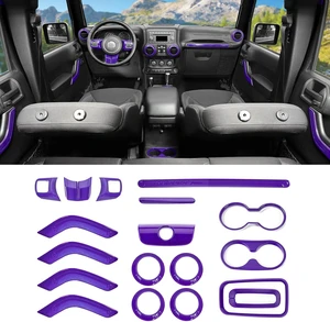 18PCS Full Set Interior Trim Kit for Jeep Wrangler JK JKU 2011-2018 4 Door,Center Console Door Handle Side Outlet Cup Holder Gear Cover Trim (Purple) 18PCS Full Set Interior Trim Kit for Jeep Wrangler JK JKU 2011-2018 4 Door,Center Console Door Handle Side Outlet Cup Holder Gear Cover Trim (Purple)