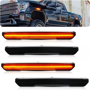 4 PCS Smoked LED Side Marker Light for Sierra 2500HD 3500HD 2020-2024, Full LED Strip Amber Front & Amber Rear Bumper Light, Pickup Truck Fender Driver Passenger Sidemarker Lamps, Car Accessory 4 PCS Smoked LED Side Marker Light for Sierra 2500HD 3500HD 2020-2024, Full LED Strip Amber Front & Amber Rear Bumper Light, Pickup Truck Fender Driver Passenger Sidemarker Lamps, Car Accessory