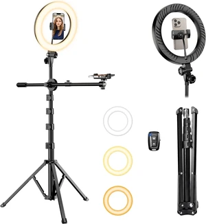 Upgrade Tripod Ring Light Stand with 2 Telescopic Arms -67" Ring Light Tripod for iPhone&Android, Overhead Phone Mount with Remote, Phone Stand for for TikTok, YouTubeZoom & Video Recording Upgrade Tripod Ring Light Stand with 2 Telescopic Arms -67" Ring Light Tripod for iPhone&Android, Overhead Phone Mount with Remote, Phone Stand for for TikTok, YouTubeZoom & Video Recording