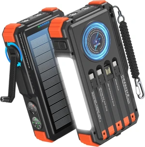 Solar Power Bank with Hand Crank and Built-in 4 Cables 20000mAh Solar Power Bank with Hand Crank and Built-in 4 Cables 20000mAh
