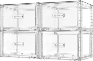 4 Pack Clear Stackable Closet Storage Drawers 15QT, Medium 4 Pack Clear Stackable Closet Storage Drawers 15QT, Medium