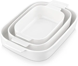 Ceramic Casserole Dishes Set of 3,White Baking Dish for Oven,9x13 Ceramic Casserole Dishes Set of 3,White Baking Dish for Oven,9x13