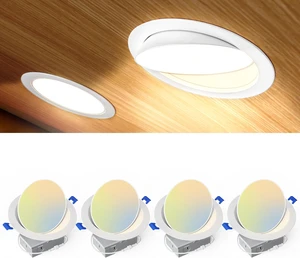 4 Pack 6 Inch LED Eyeball Gimbal Recessed Light, 5CCT Dimmable 4 Pack 6 Inch LED Eyeball Gimbal Recessed Light, 5CCT Dimmable