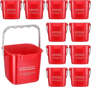 12 Pcs 3 Quart Cleaning Bucket Small Sanitizing Square Bucket Detergent Pail for Home Office Commercial Restaurant Kitchen Bathroom School (Red) 12 Pcs 3 Quart Cleaning Bucket Small Sanitizing Square Bucket Detergent Pail for Home Office Commercial Restaurant Kitchen Bathroom School (Red)