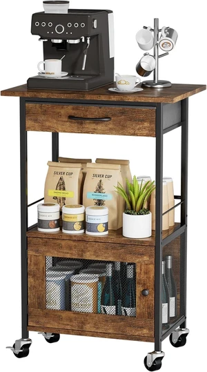 Buffets Coffee Bar Cabinet - Rolling Kitchen Rack, Farmhouse Small Coffee Stand with Storage Drawer and Door Cabinet - Kitchen Microwave Stand for Apartment, Living Room, Entryway, Espresso Buffets Coffee Bar Cabinet - Rolling Kitchen Rack, Farmhouse Small Coffee Stand with Storage Drawer and Door Cabinet - Kitchen Microwave Stand for Apartment, Living Room, Entryway, Espresso