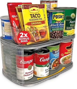 2-Tier Lazy Susan Organizer for Cabinet, Steel Reinforced 2-Tier Lazy Susan Organizer for Cabinet, Steel Reinforced