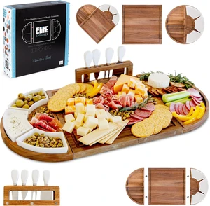 Elite Snacker Large Charcuterie Board Set, Acacia Wood, Premium Finish Elite Snacker Large Charcuterie Board Set, Acacia Wood, Premium Finish